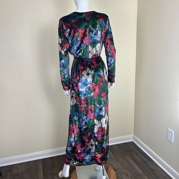 Zara Women's Size S Floral Velvet Wrap Duster Maxi Dress Robe Cardigan Blogger - Picture 14 of 16